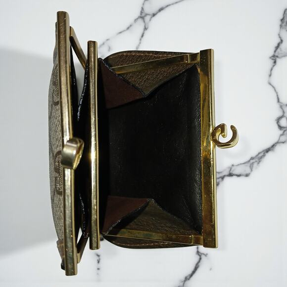 Authentic Gucci Vintage GG Monogram Kisslock Double Coin Purse MSRP $799 - Picture 10 of 12
